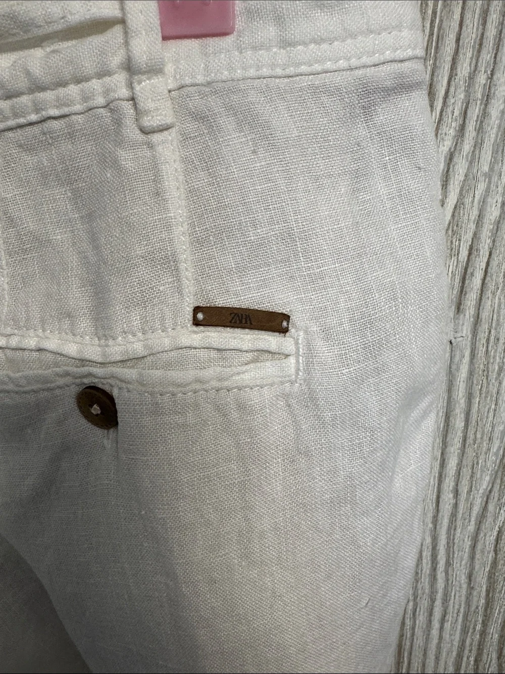 Zara White Linen-Blend Relaxed Drawstring Trousers